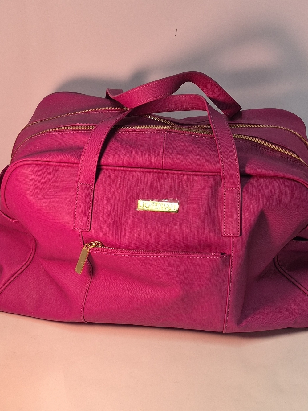 Joy & Iman Hot Pink Travel Duffel with Gold Hardware